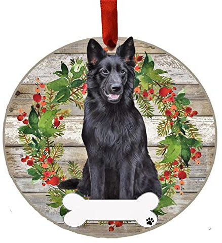 E&S Pets Dekofigur Deutscher Schäferhund, personalisierbar – Hundegeschenke – Keramik rund mit glasierter Oberfläche – Weihnachtsdekoration – Bastelgeschenke – Ornamente für Haustierliebhaber