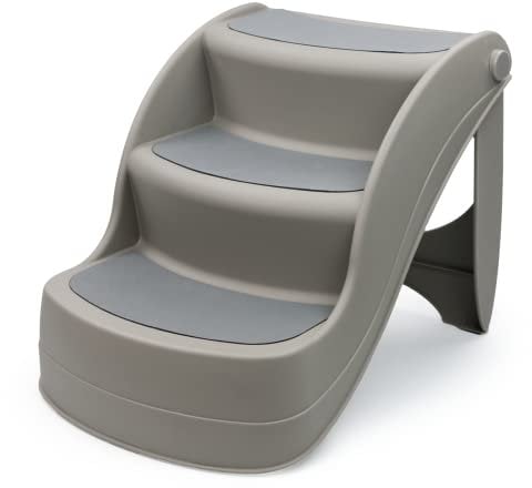 KCT Folding Portable Pet Steps Grey Lightweight Ladder - Suitable for Dogs, Cats and small animals