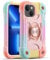 MARKILL Compatible with iPhone 13 Mini/iPhone 12 Mini Case 5.4 Inch with Built-in Ring Stand, Military Grade Drop Protection Full Body Rugged Heavy Duty Protective Cover. (Rainbow Pink)