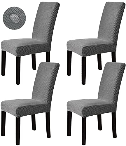 Dubest Stuhlhussen 4er Set,Stretch Stuhlüberzug Waschbar Stuhlbezug Elastische Abnehmbarer Stuhl Bezug Schutz für Bankett Hotel Hochzeit Party Esszimmer Restaurant Küche Deko(Grau)