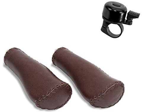Selle Orient ergonomische Fahrradgriffe echtes Leder 135/135 mm braun inkl. 1 x Fahrradklingel