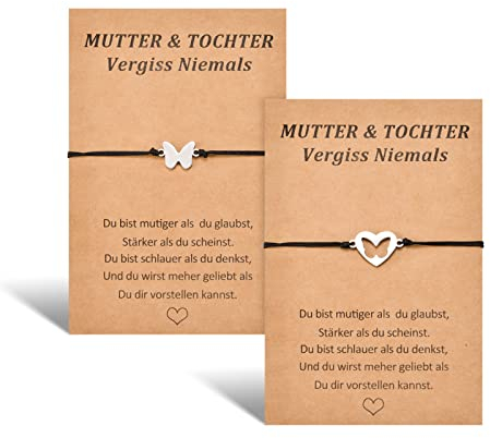BOCHOI 2PCS Mutter Tochter Armband passender Wunsch Schmetterlings Armband für Mädchen Frauen Muttertag Muttertagsschmuck