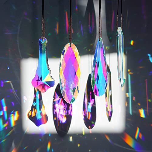 H&D HYALINE & DORA Kristall Sonnenfänger zum Aufhängen, Glasprismen Anhänger, Regenbogen Kronleuchter Prismen, Fenstergarten Dekoration, 4 Stück