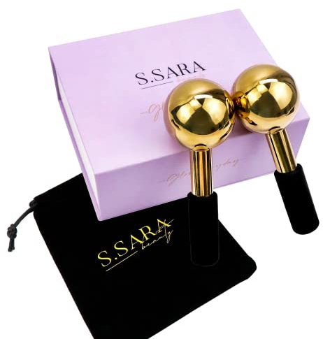 S.Sara Ice Globes for face and eyes | Facial skin care tool for face, neck and eyes | Stainless steel facial massage roller | Depuff skin | Rejuvanate skin | Unbreakable | Set of 2
