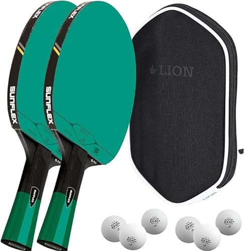 Sunflex G50 2 x Tischtennisschläger + Tischtennishülle Wallet + 2 x 3*** ITTF SX40+ Tischtennisbälle | Tischtennisschlägerset | Tischtennis Profi Set
