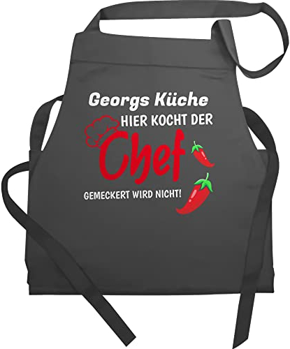 Schürze - Kochschürze Herren Männer - Hier kocht der Chef I Geschenk Kochen I Hobbykoch Geschenk - 60x87 - Anthrazit - herrenschürze für die küche küchenschürze koch chefkoch schürzen