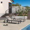 PURPLE LEAF Lot de 2 Chaises Longues de Jardin avec Table, Bain De Soleil Lot Aluminium de 2 roulettes, Transat Piscine avec 2 Oreillers, Charge Maximal 150 kg, Transat Jardin Exterieur, Beige