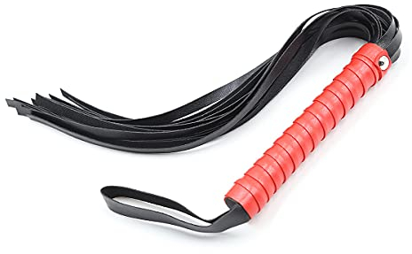 chenyesun Fouet équitation Cravache avec Poignée Cravache d'équitation en Cuir Fouet Cravache Équipement Flirt Fouet Flogger Fouet Fessée Plaisir pour Couple (Noir Rouge)