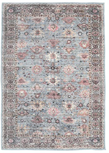 RugVista, Shabibi Oriental, Teppich, 200 x 300 cm, Rectangle, Kurzflor, Modern, Oeko-TEX Standard 100, Wohnzimmer, Schlafzimmer, Esszimmer/Küche, Flur, Büro, Nur chemisch reinigen, Hellblau