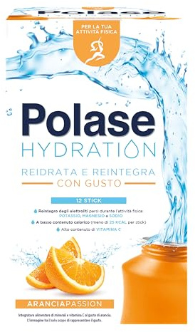 Polase Hydration Arancia, Integratore Sali Minerali, 12 sticks | con Magnesio e Potassio e Vitamina C