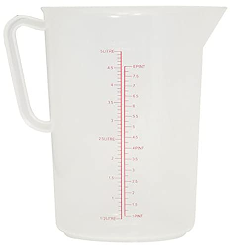 Polypropylene Measuring Jug Clear Plastic Measuring Jug Precise Measurement Perfect Narrow Stem Spillage-Free, Multi-Purpose Flour, Ground Almonds Dishwasher Safe, 500ml - 5 Litre Sucasa (5 LTR)
