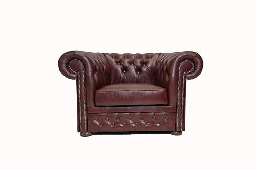 Chesterfield Sessel First Class Leder | 2 bis 4 Wochen Lieferzeit (Cloudy Red)