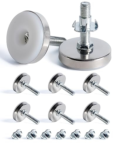 SPDYCESS 8 Stück M10 X 50MM Verstellfüsse Möbelfüße, Verstellbare Runde Nivellierfüße, Höhenverstellbarer Planierenfüße mit 8 Stück 4-zackigen Nutensteinen, für Schrank Schreibtisch Bett Beine