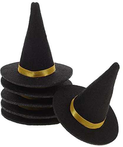 SEWACC 6pcs Mini Witch Hats Halloween Felt Witch Wine Bottle Caps Wine Bottle Decor for Halloween Diy Home Party Decoration Crafts