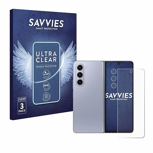 Savvies Schutzfolie für Samsung Galaxy Z Fold 5 | (Display+Kamera) 6 Stück Transparenter Displayschutz Made in Germany Ultra-Klar Displayschutz-Folie