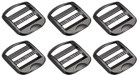 Uxcell Metal Ladder Buckle Slider Tri-Glider Metal Adjustable Buckles, 6pcs 32mm(1-1/4) Inner Width for Webbing Backpack Strap, Gun-black