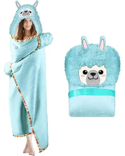 WJMSDK Alpaka Decke mit Ärmeln - Alpaka Geschenk für Frauen, Sherpa Fleece Kuscheldecke mit ärmeln, Tragbare Decke zum Anziehen als Weihnachten Geburtstagsgeschenk für Frauen Damen