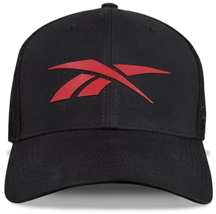 Reebok Unisex-Erwachsene Stretch Mesh-Back Fitted Cap for Men and Women (One Size Fits Most) Baseballkappe, Elite-Schwarz, Einheitsgre