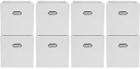 Trintion 8er Set Aufbewahrungsbox Faltbox 32 x 32 x 32 cm Faltbare Aufbewahrungskiste Stoff Faltkiste mit Fingerloch Spielzeug Box für Kallax Regale oder Raumteiler (Weiß)