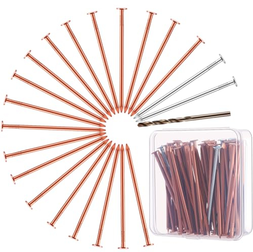 Gisafai 67 Pcs Copper Nails Tree Stump Killer Set, Include 40 Copper Nails for Killing Trees, Stumps and Roots 3.5 Inch Stump Removal Spikes with 4 Steel Nails 2 Drill Bit Nails and Storage Box