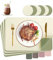 HELI MIAO Tischsets Abwaschbar,Platzsets Abwischbar,Tischset Leder,Hitzebeständig Doppelseitigen I 6er Set Platzdeckchen Lederoptik mit Untersetzer,Tischuntersetzer,Platzdecken Grasgrün + Beige