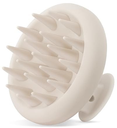 HEETA Kopfhaut Massagebürste Silikon, Haar Massagebürste mit Weichen Borsten, Integriertes Silikon-Design, Shampoo-Bürste für nasses und trockenes Haar, Haferflockenfarbe