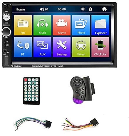 Frefgikty Reproductor de audio estéreo de coche con Bluetooth y MP5 de 7 pulgadas, doble DIN, USB, FM, radio multimedia, compatible con sincronización de teléfonos móviles