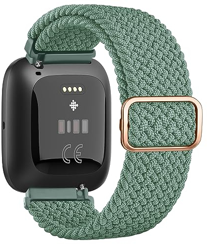 Vancle Armband für Fitbit Versa, Versa 2, Versa Lite, SE - Verstellbares Nylon Ersatzarmband für Damen und Herren (Grün)