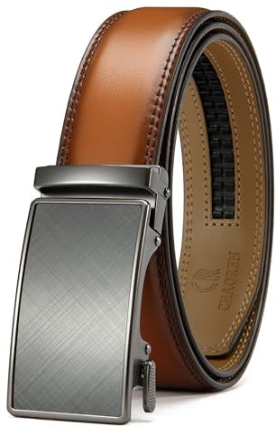 CHAOREN Leather Belts for Men - Ratchet Mens Belt Leather 1 3/8(35mm) Adjustable, Cut to Fit - Brown