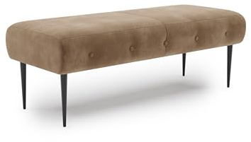 CAVADORE Sitzbank Amba, Trendige Polsterbank 2-sitzig für Küche, Esszimmer oder Wohnküche / Küchenbank passend zum 2-Sitzer Amba / 119 x 52 x 54 / Hochwertiges Mikrofaser: Hellbraun