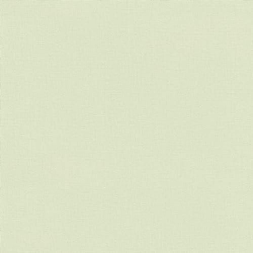 Rasch Tapete 447538 - Einfarbige Vliestapete in Hellgrün mit Leinenoptik, Textilstruktur aus der Kollektion Country Charme