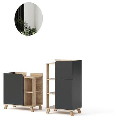 Vicco Conjunto de Muebles de baño Karen, Sonoma/Antracita, 3 Piezas, con Armario Midi