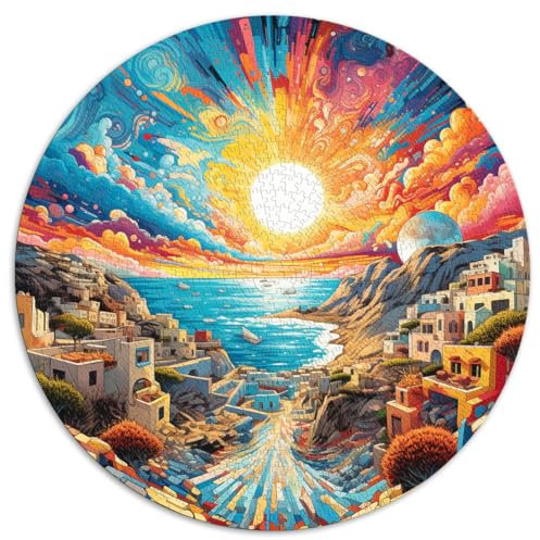 1000-teiliges Puzzle für Erwachsene, Kreta, Griechenland, farbenfrohes, kreatives, rundes Puzzle, Puzzle für 12-Jährige, Kartonpuzzle, Lernpuzzle, Familienspiel, Größe: 67,5 x 67,5 cm