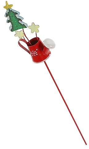 Yardwe Weihnachtlicher Gartenstecker aus Metall in Kesselform Blumentopfschild für Außenbereich Garten und Rasendekoration Weihnachtliches Gartenschmuckelement