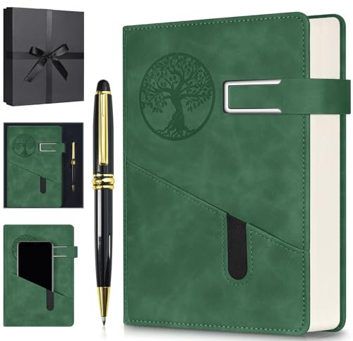 Liniertes Notizbuch, Tagebuch für Männer und Frauen, 365 Seiten, nummeriert, College-Notizbuch, Hardcover, Leder-Tagebuch mit Stift & Geschenkbox, dickes Tagestagebuch, professionelle Notizbücher für