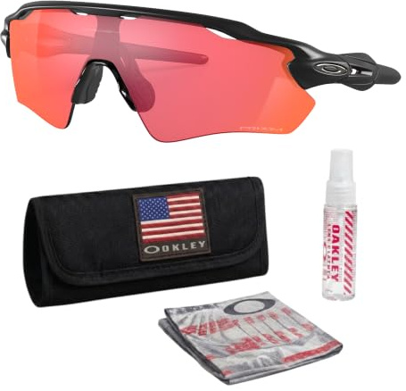 Oakley RADAR EV PATH OO9208 Rechteckige Sonnenbrille mit offiziellem Brillen-Set, Mattschwarzer Rahmen | Prizm Trail Torch Linse, 38 mm