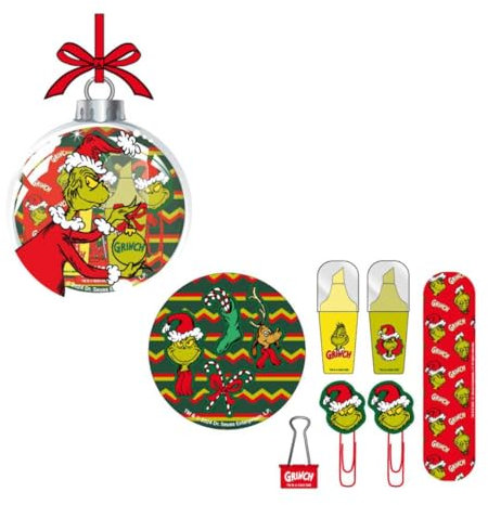 CERDÁ LIFE'S LITTLE MOMENTS 2700001526 The Grinch Schreibwaren-Set, Kugel, Weihnachtsdekoration, 10,0 x 10,0 x 10,0 cm, Small, grün