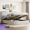 FOERPL Boxspringbett 140 x 200 cm mit Stauraum, LED, Ladefunktion und Kopfteil - gepolstertes Doppelbett für Erwachsene (Beige)