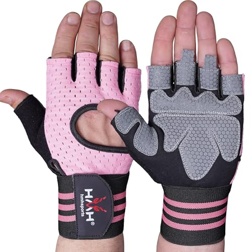 HMH Sports Gym Gloves For Men Women Weight lifting Gloves With Wrist support Adjustable Straps Padded Gloves Extra Grip Palm Protection Breathable Exercise Gloves