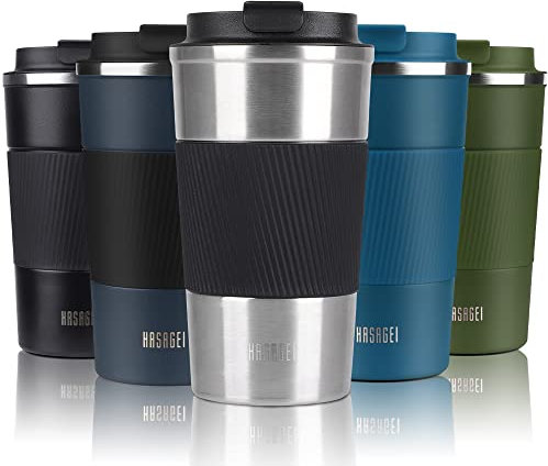 HASAGEI Travel Mug, Insulated Coffee Cup with Leakproof Lid - Vacuum Insulation Stainless Steel for Hot and Cold Water Coffee and Tea 510ml/380ml (Brushed Nickerl, 510ml)
