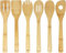 7 Wooden Kitchen Utensils for Cooking, Resistant & Stylish Bamboo Utensils: Wooden Spoon, Bamboo Spatula, Slotted Spoon, Slotted Spatula, Spork, Spatula with Hole