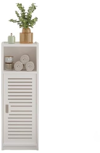 FENGSHENG-SHOP Bathroom Cabinet Waterproof, White Floor Free Standing Storage Cabinet, 3 Tier Home Storage Furniture Shelf Unit with Door, for Toilet Bedroom Kitchen Living Room