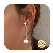 Dochais s925 perlenohrringe 14k vergoldete perlen ohrringe gold/silber hängend ohrringe perlen wasserfest hypoallergene modeschmuck earrings für frauen mädchen geschenk