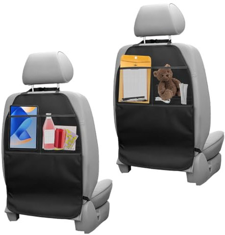 AetherAurora Auto Rückenlehnenschutz Kinder 2 Stück Schutz Autositz Rückenlehne Kinder Autorücksitzorganizer mit 2 Netztaschen Oxford Sitzschutz Auto Rückenlehne Wasserdicht Autositz Schutz Rückseite