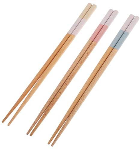 MUCKLILY 3 Pares Palillos Impresos Japoneses Palillos Kawaii Palillos De Fideos Palitos Para Cocinar Lindos Palillos Utensilios De Cocina Japoneses Palillos Japoneses De Madera
