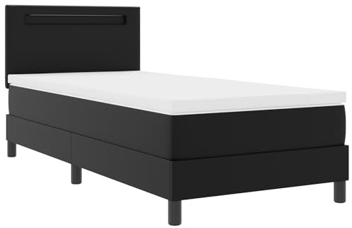 vidaXL Bettgestell mit Matratze Schwarz 90 x 190 cm Kunstleder, Verstellbares Kopfteilbett, moderner Rahmen, schickes Kunstleder, vielseitige Schlaflösung, Bequeme Schaumstoffmatratze