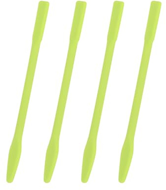 Lot de 4 bâtons de cire réutilisables de 10 cm pour épilation à la cire, applicateur de cire faciale et corps en silicone pour masque facial - Spatule de mélange - Bâtons d'agitation à la cire - Vert