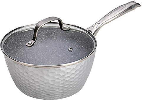 Saucepan Induction Cast Aluminium ore Non-Stick Milk pan with Stainless Steel Handle, Good Gift for Mother,Silver Frying Pan