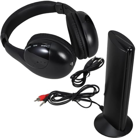Operitacx Kabellose Radio Kopfhörer mit Mikrofon, 3.5mm Stereo Jack Schwarz | Online Chat und Klare Stereo Klänge, Überwachungsfunktion, Eingebautes Fm Radio, Kunststoffgehäuse