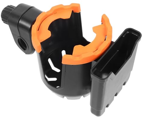 BESTYASH Wheelchair Cup Holder for Rolling Walkers and Strollers Heavy Load Clamp Fits Coffee Cups Travel Mugs Water Bottles Black and Orange Mobile Drink Accessory